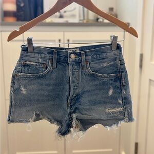 Agolde Distressed Light Blue Jean Shorts